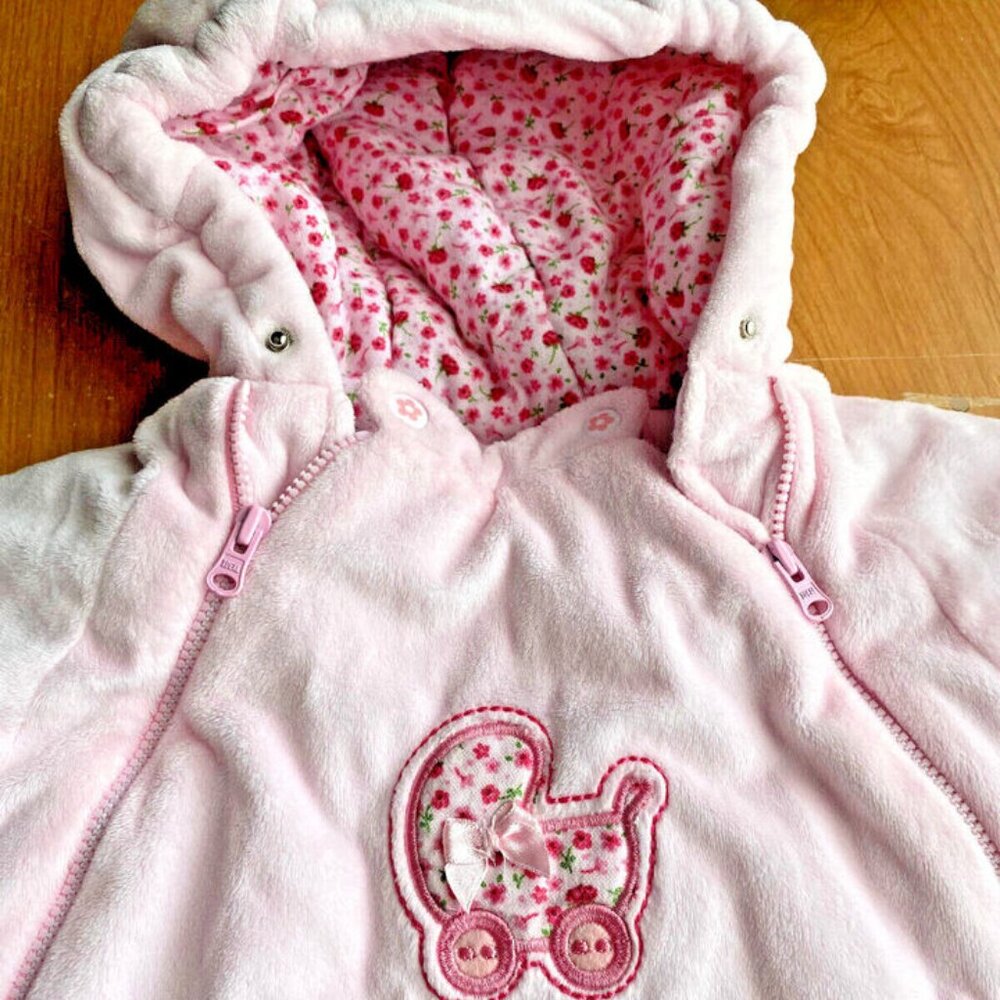 Carter's Infant One Piece 0-6 months Bunting Stroller Baby Girl Pink FloralLined